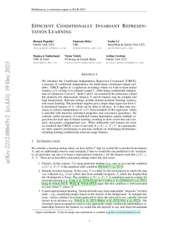 Efficient Conditionally Invariant Representation Learning