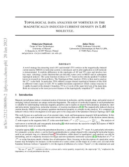 Topological data analysis of vortices in the magnetically-induced
  current density in LiH molecule