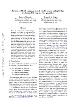 Rarely a problem? Language models exhibit inverse scaling in their
  predictions following few-type quantifiers