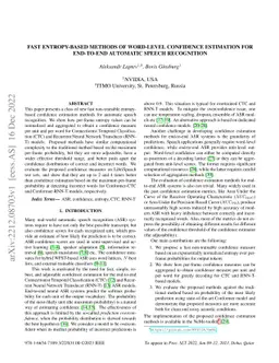 Fast Entropy-Based Methods of Word-Level Confidence Estimation for
  End-To-End Automatic Speech Recognition
