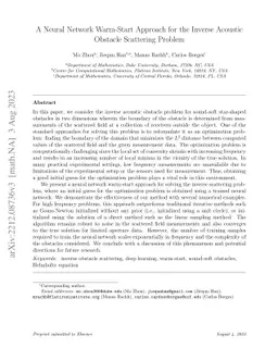 A Neural Network Warm-Start Approach for the Inverse Acoustic Obstacle
  Scattering Problem