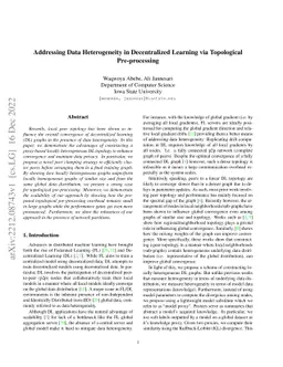 Addressing Data Heterogeneity in Decentralized Learning via Topological
  Pre-processing