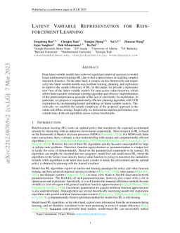 Latent Variable Representation for Reinforcement Learning