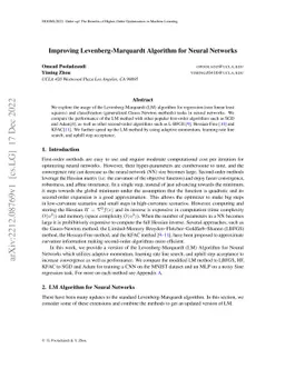 Improving Levenberg-Marquardt Algorithm for Neural Networks