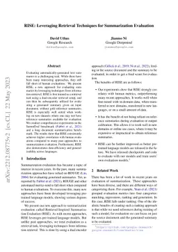 RISE: Leveraging Retrieval Techniques for Summarization Evaluation