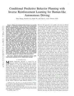Conditional Predictive Behavior Planning with Inverse Reinforcement
  Learning for Human-like Autonomous Driving