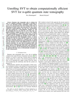 Unrolling SVT to obtain computationally efficient SVT for n-qubit
  quantum state tomography
