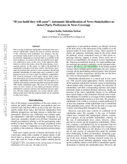 Íf you build they will come': Automatic Identification of
  News-Stakeholders to detect Party Preference in News Coverage