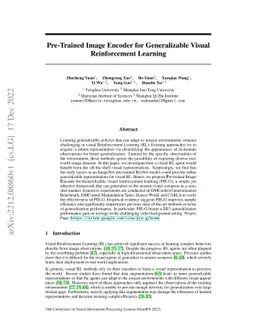 Pre-Trained Image Encoder for Generalizable Visual Reinforcement
  Learning