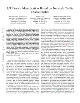 IoT Device Identification Based on Network Traffic Characteristics