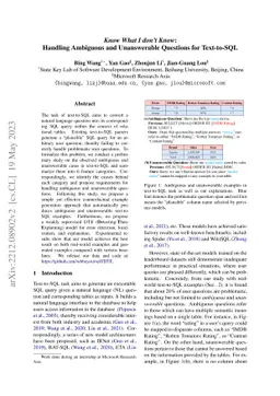 Know What I don't Know: Handling Ambiguous and Unanswerable Questions
  for Text-to-SQL