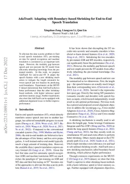 AdaTranS: Adapting with Boundary-based Shrinking for End-to-End Speech
  Translation