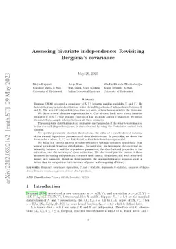 Assessing bivariate independence: Revisiting Bergsma's covariance