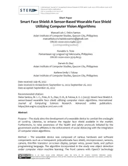 Smart Face Shield: A Sensor-Based Wearable Face Shield Utilizing
  Computer Vision Algorithms