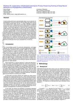 Plankton-FL: Exploration of Federated Learning for Privacy-Preserving
  Training of Deep Neural Networks for Phytoplankton Classification