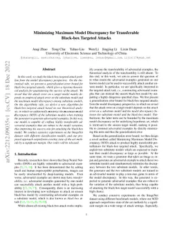 Minimizing Maximum Model Discrepancy for Transferable Black-box Targeted
  Attacks