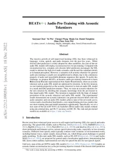 BEATs: Audio Pre-Training with Acoustic Tokenizers