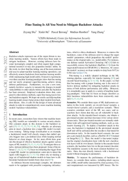 Fine-Tuning Is All You Need to Mitigate Backdoor Attacks