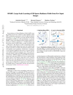 SPARF: Large-Scale Learning of 3D Sparse Radiance Fields from Few Input
  Images