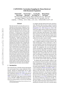 CAPSTONE: Curriculum Sampling for Dense Retrieval with Document
  Expansion