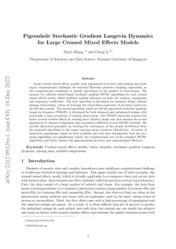 Pigeonhole Stochastic Gradient Langevin Dynamics for Large Crossed Mixed
  Effects Models