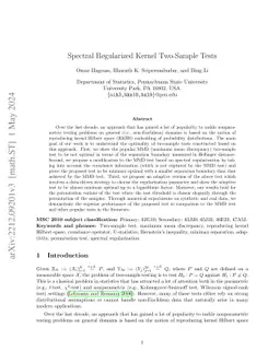 Spectral Regularized Kernel Two-Sample Tests