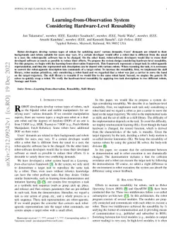 Learning-from-Observation System Considering Hardware-Level Reusability
