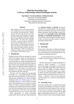 Mind the Knowledge Gap: A Survey of Knowledge-enhanced Dialogue Systems