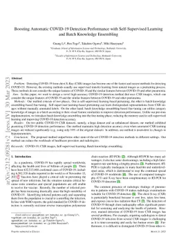 Boosting Automatic COVID-19 Detection Performance with Self-Supervised
  Learning and Batch Knowledge Ensembling