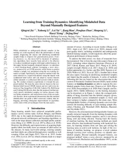 Learning from Training Dynamics: Identifying Mislabeled Data Beyond
  Manually Designed Features