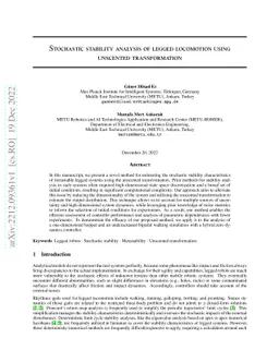 Stochastic stability analysis of legged locomotion using unscented
  transformation