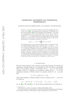 Generating knockoffs via conditional independence
