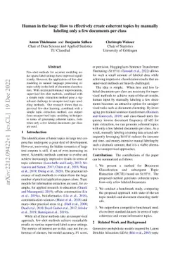 Human in the loop: How to effectively create coherent topics by manually
  labeling only a few documents per class