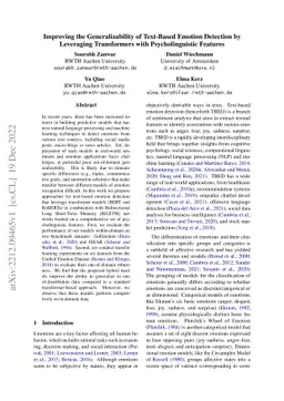 Improving the Generalizability of Text-Based Emotion Detection by
  Leveraging Transformers with Psycholinguistic Features