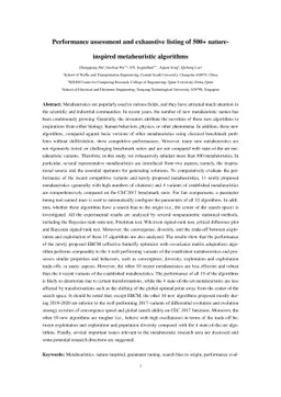 Performance assessment and exhaustive listing of 500+ nature inspired
  metaheuristic algorithms