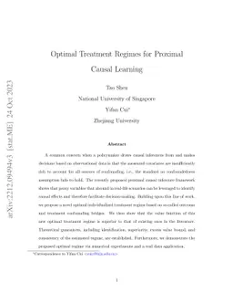 Optimal Treatment Regimes for Proximal Causal Learning