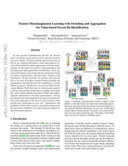 Feature Disentanglement Learning with Switching and Aggregation for
  Video-based Person Re-Identification