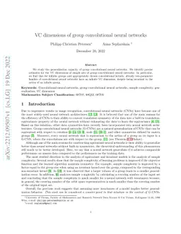VC dimensions of group convolutional neural networks