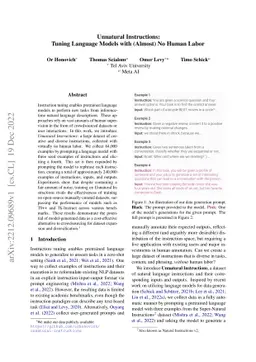 Unnatural Instructions: Tuning Language Models with (Almost) No Human
  Labor