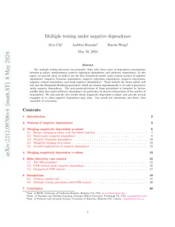 Multiple testing under negative dependence