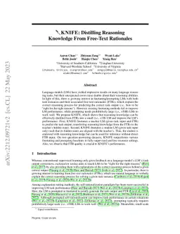 KNIFE: Distilling Reasoning Knowledge From Free-Text Rationales