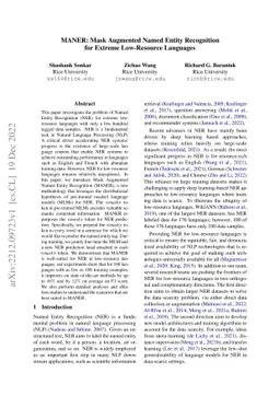 MANER: Mask Augmented Named Entity Recognition for Extreme Low-Resource
  Languages