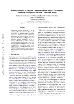 Memory-efficient NLLB-200: Language-specific Expert Pruning of a
  Massively Multilingual Machine Translation Model