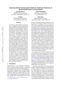 Exploring Hybrid and Ensemble Models for Multiclass Prediction of Mental
  Health Status on Social Media