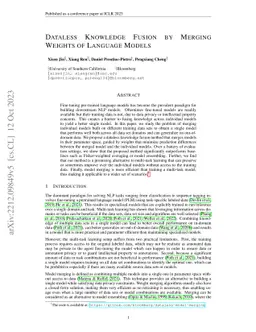 Dataless Knowledge Fusion by Merging Weights of Language Models