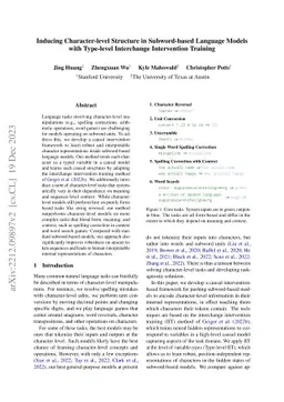 Inducing Character-level Structure in Subword-based Language Models with
  Type-level Interchange Intervention Training