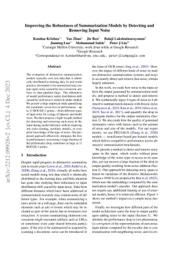 Improving the Robustness of Summarization Models by Detecting and
  Removing Input Noise