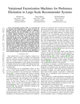 Variational Factorization Machines for Preference Elicitation in
  Large-Scale Recommender Systems