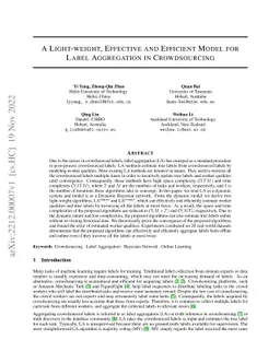 A Light-weight, Effective and Efficient Model for Label Aggregation in
  Crowdsourcing