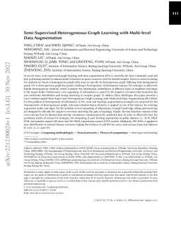 Semi-Supervised Heterogeneous Graph Learning with Multi-level Data
  Augmentation